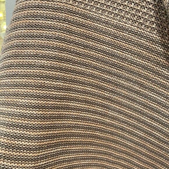 Sonoma Women Size XL 100% Cotton Striped Neutral Knit Open Cardigan with Hoodie - Picture 7 of 9